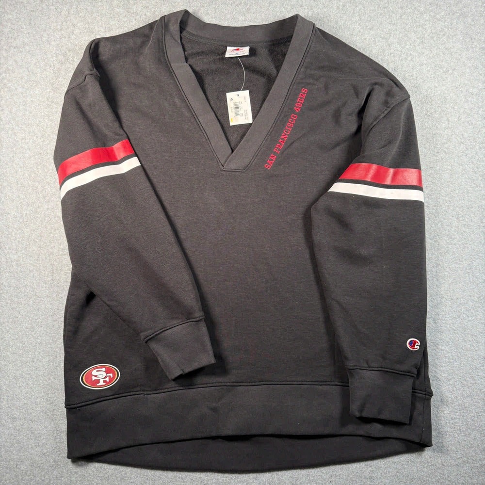Champion San Francisco 49ers V Neck Pullover Sweatshirt Women's Medium‎